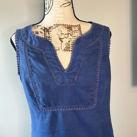 Boden 100% linen sleeveless blue dress in a size 4L - Picture 5 of 12